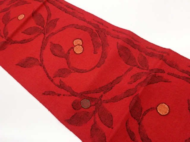 JAPANESE NAGOYA OBI / MAWATA TSUMUGI / WOVEN ARABESQUE